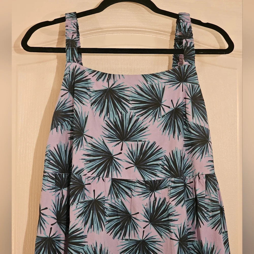 dip Lavender Palm Print Tiered Maxi Dress Cotton L - Picture 3 of 10
